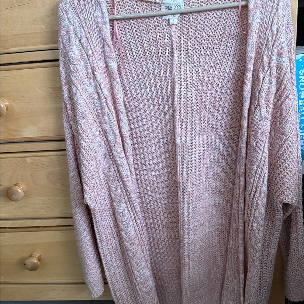 Pink Rose Blush Cable Knit Cardigan